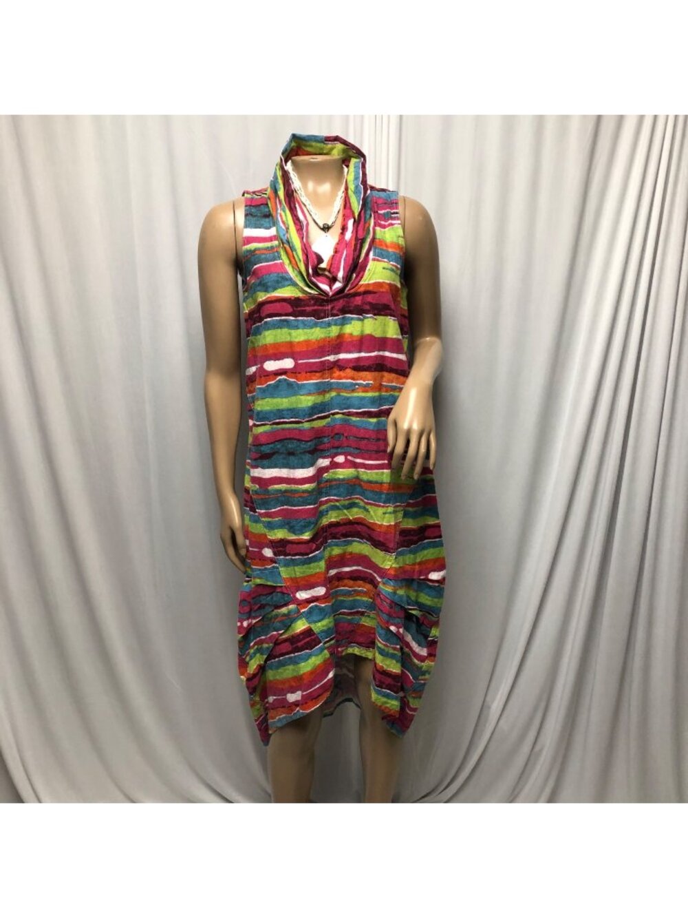 For Cynthia Dress Womens Size Small Colorful Casual Cowl Neck High Low Travel